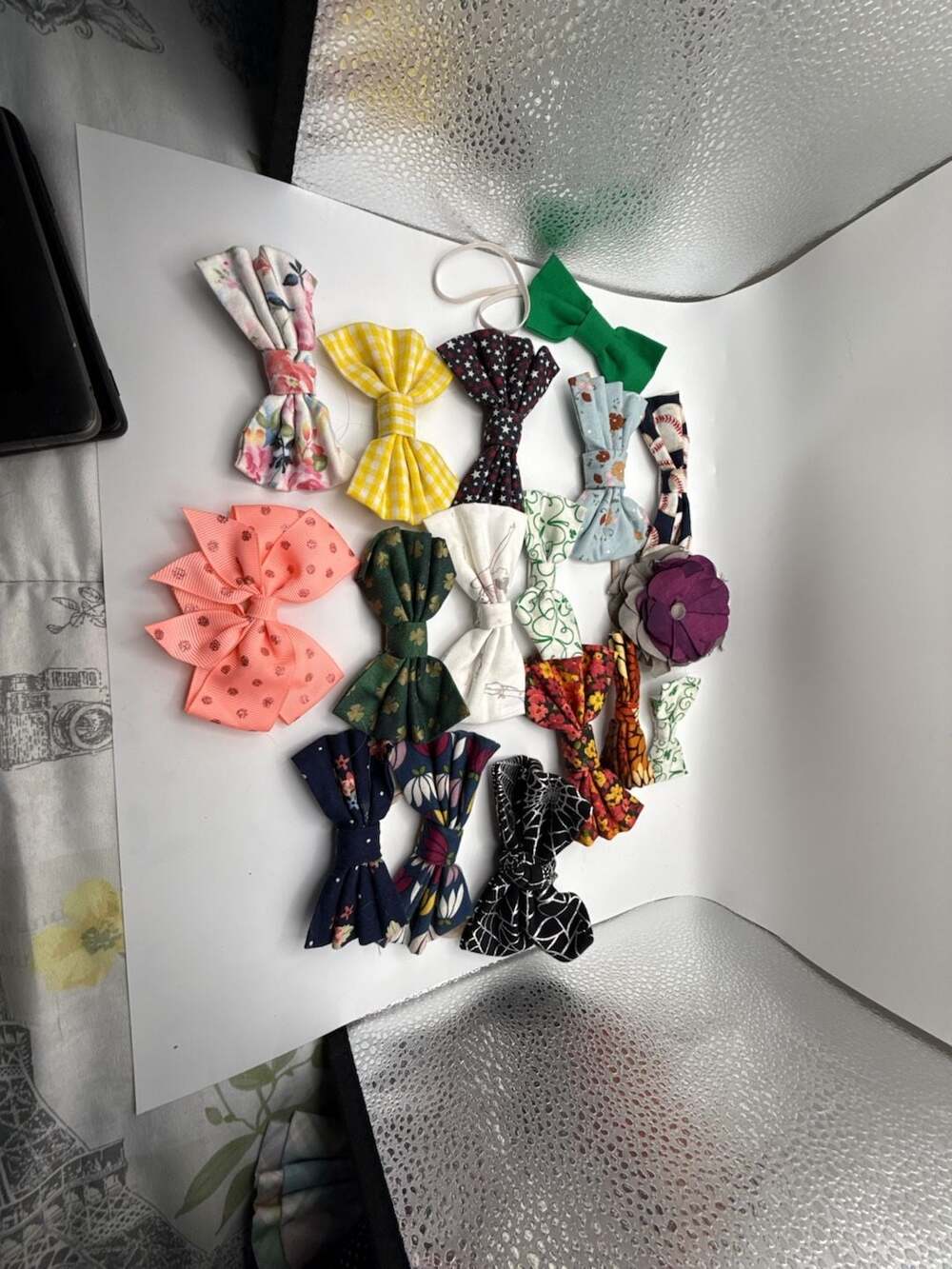 Lot of 17 Assorted Handmade Fabric Hair Bows and Headbands